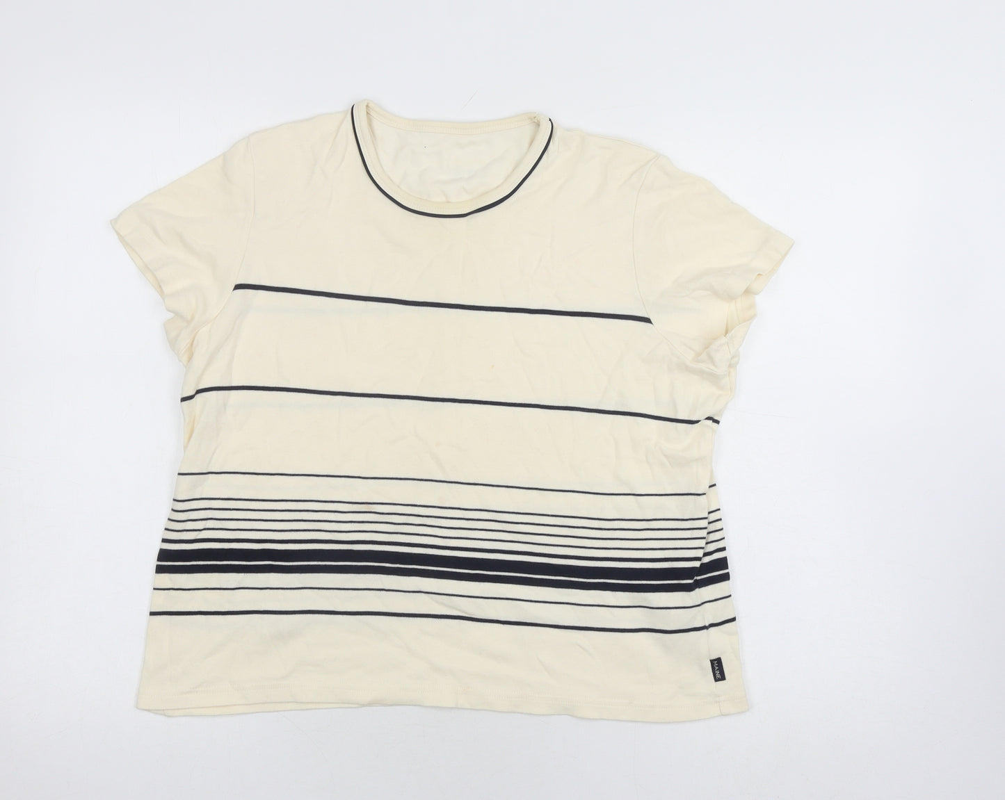 Maine New England Women Beige Striped T-Shirt, Size 8, Casual