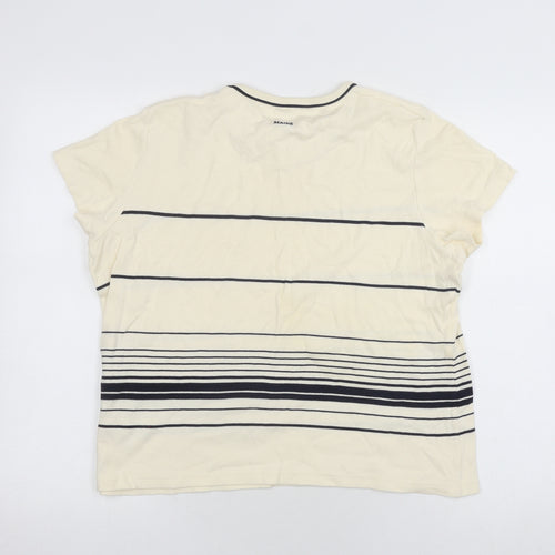 Maine New England Women Beige Striped T-Shirt, Size 8, Casual