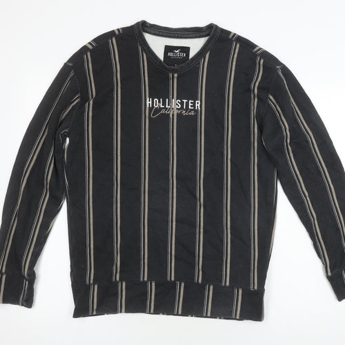 Hollister Men's Black Striped Sweatshirt S