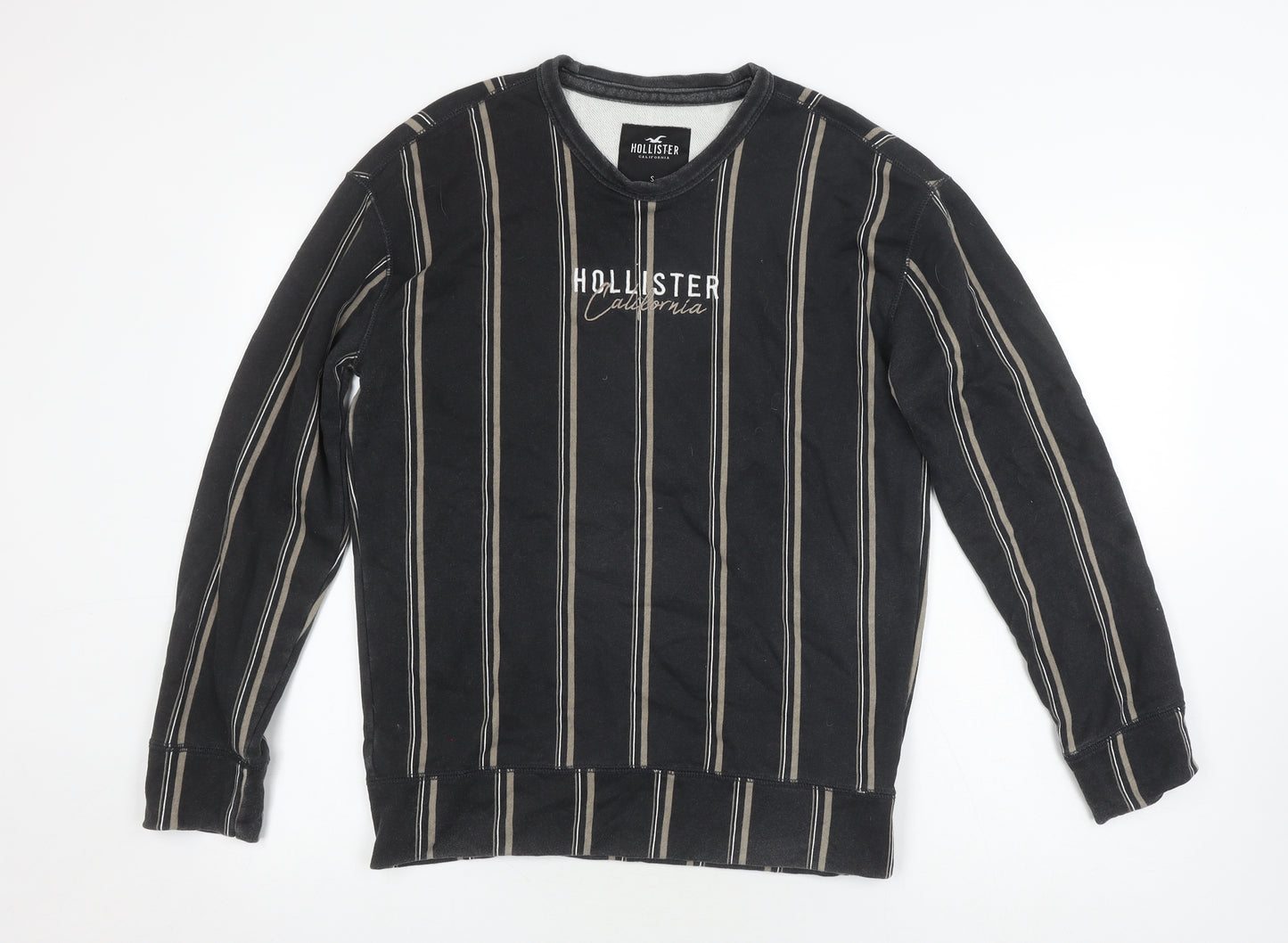 Hollister Men's Black Striped Sweatshirt S