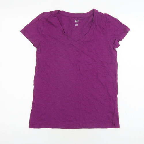 GAP Women's Purple V-Neck T-Shirt - Size S, Regular Fit