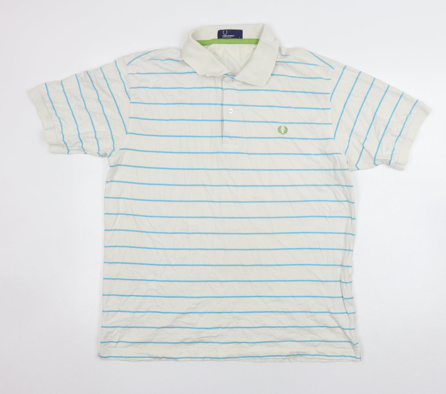 Fred Perry Men's Ivory Striped Polo Shirt - Size L