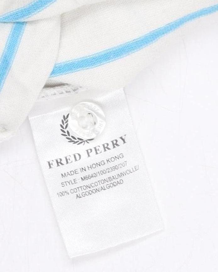 Fred Perry Men's Ivory Striped Polo Shirt - Size L