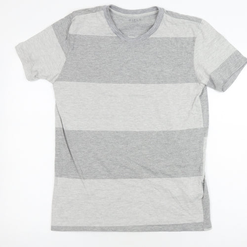 Rifle Men's Grey Striped T-Shirt, Size M