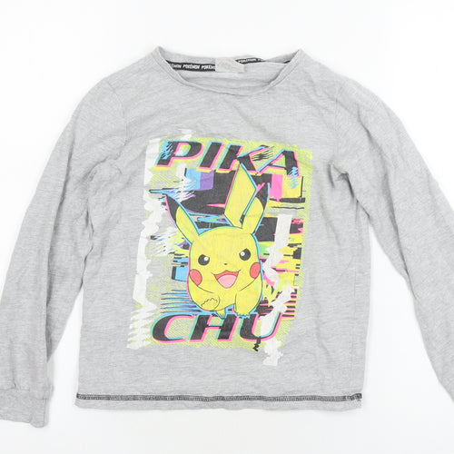 Tu Boys Grey Pikachu Long Sleeve T-Shirt 10-11 Years