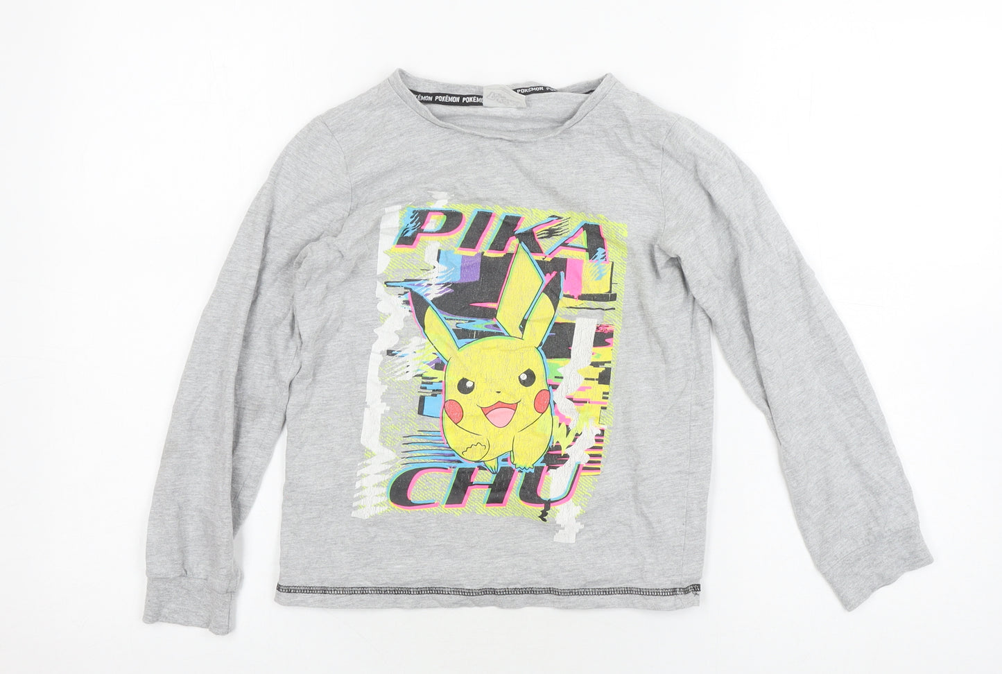 Tu Boys Grey Pikachu Long Sleeve T-Shirt 10-11 Years