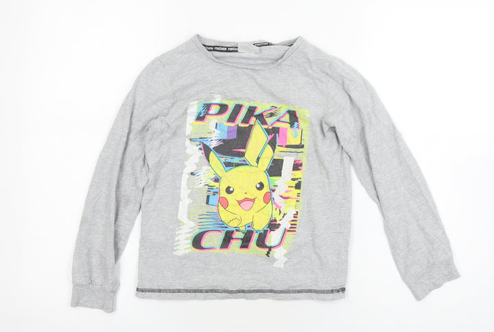 Tu Boys Grey Pikachu Long Sleeve T-Shirt 10-11 Years