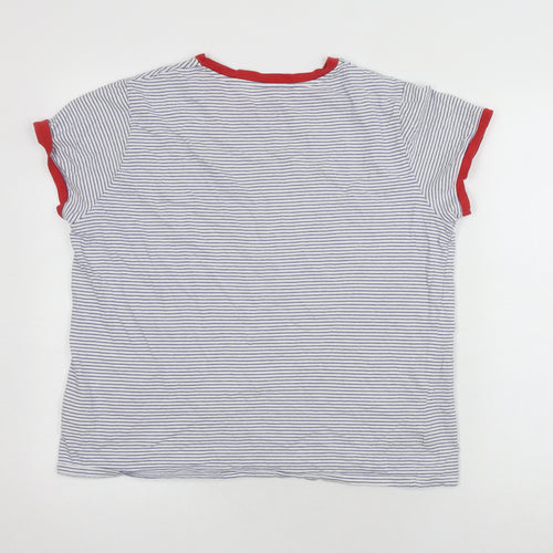 Lee Unisex White Striped Ringer T-Shirt L Casual