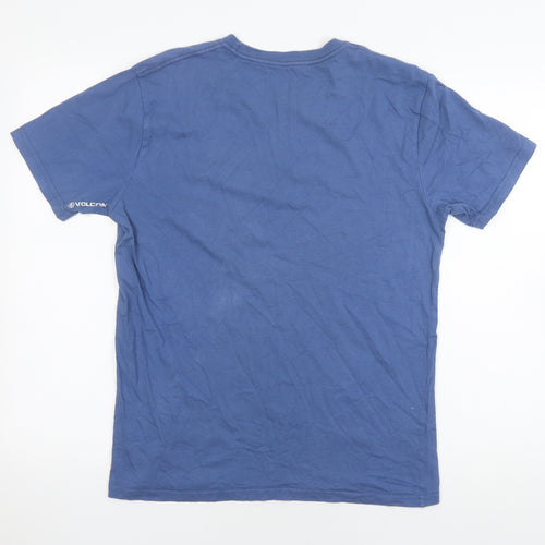 Volcom Men's Blue Cotton T-Shirt S Short Sleeve Logo