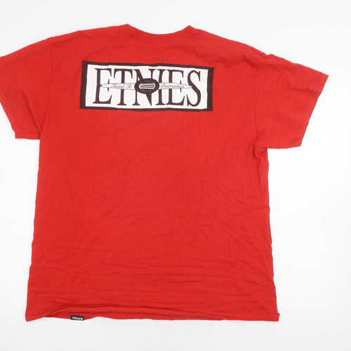 Etnies Men's Red Logo Short Sleeve T-Shirt, Size L