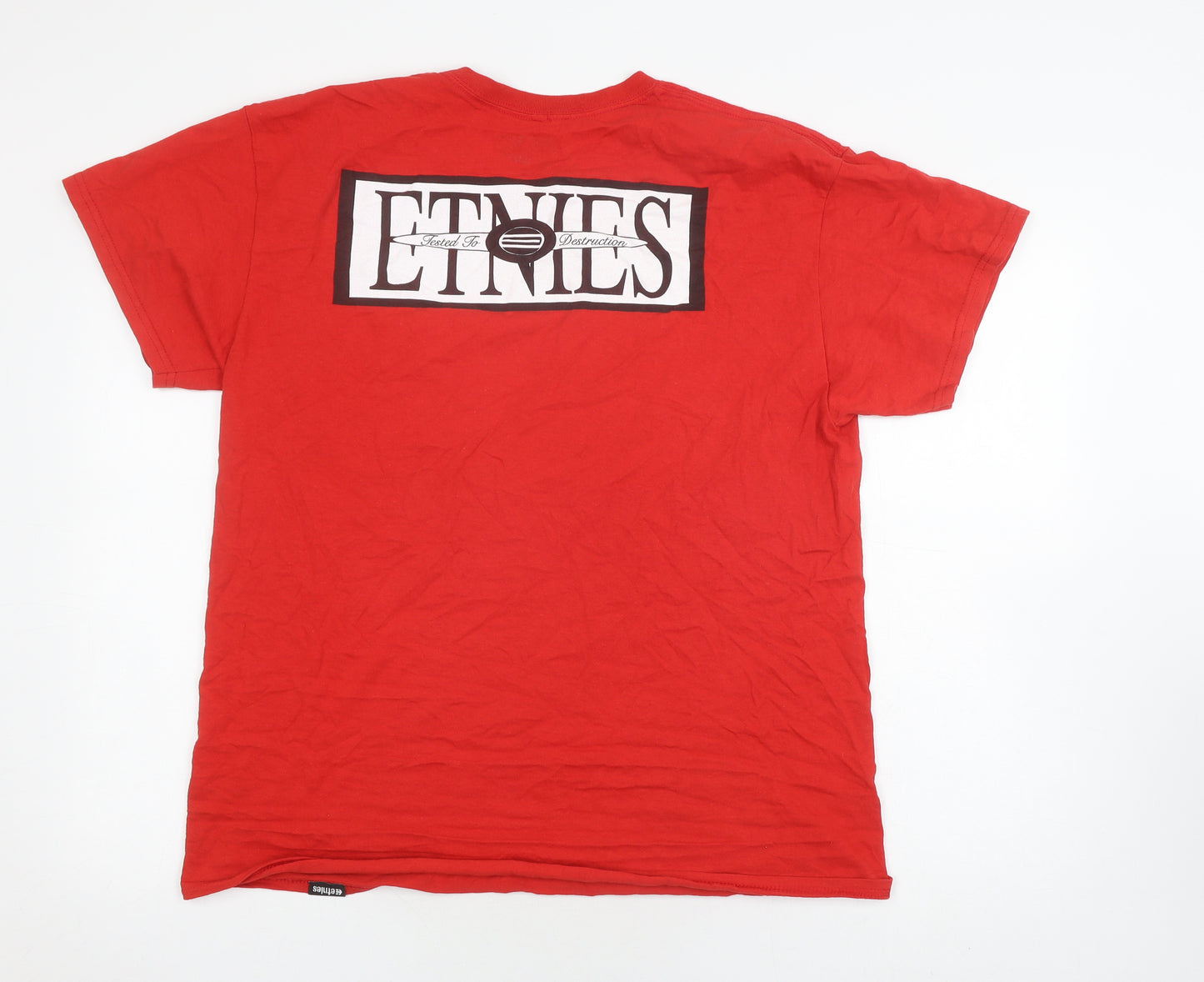 Etnies Men's Red Logo Short Sleeve T-Shirt, Size L