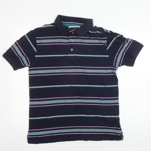 Marks and Spencer Men's Regular Fit Blue Striped Polo M