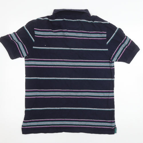 Marks and Spencer Men's Regular Fit Blue Striped Polo M