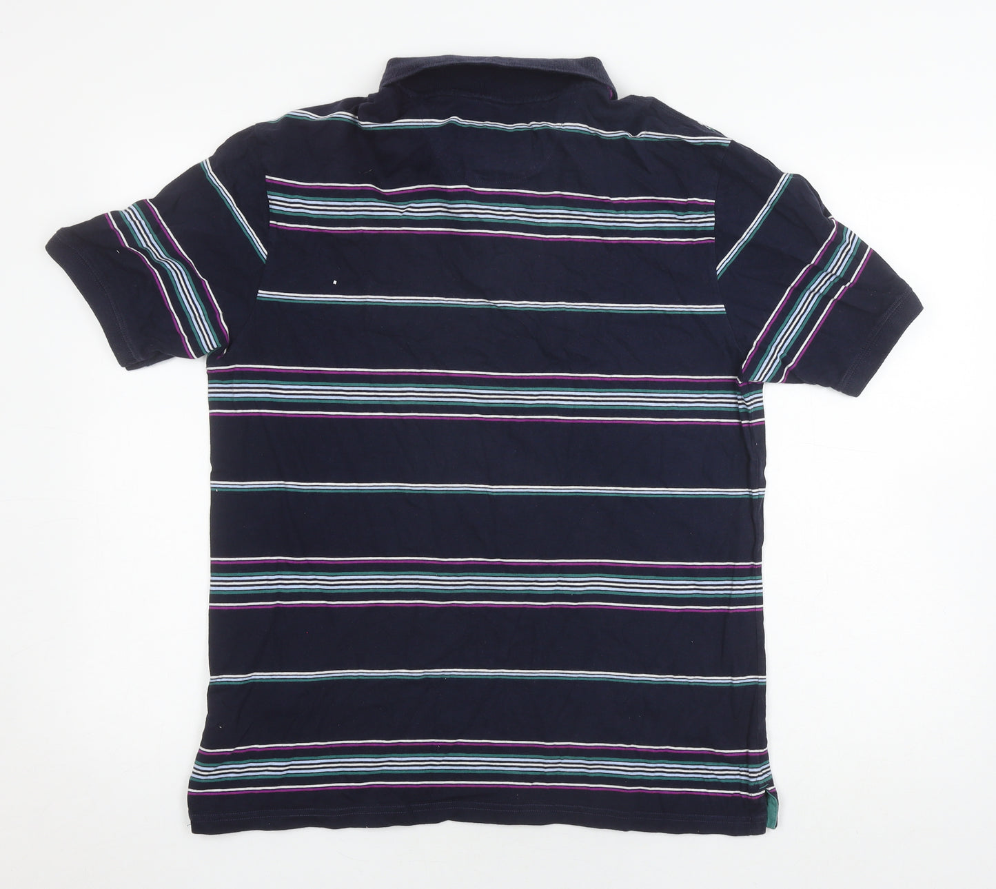 Marks and Spencer Men's Regular Fit Blue Striped Polo M