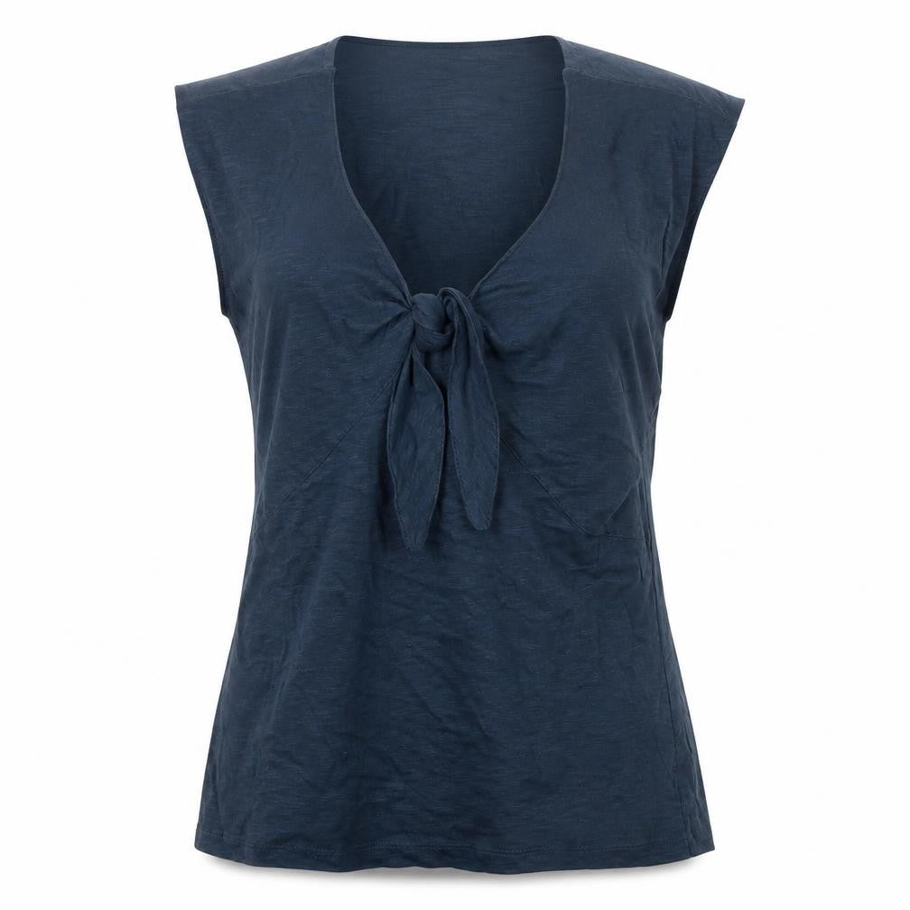 Alice Collins Women's Blue Sleeveless V-Neck T-Shirt