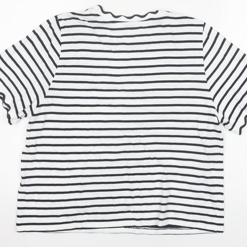 Mint Velvet Women's White Striped Cotton T-Shirt, Size L