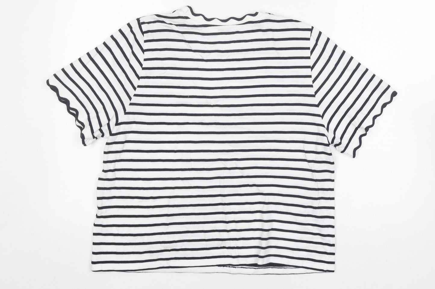 Mint Velvet Women's White Striped Cotton T-Shirt, Size L