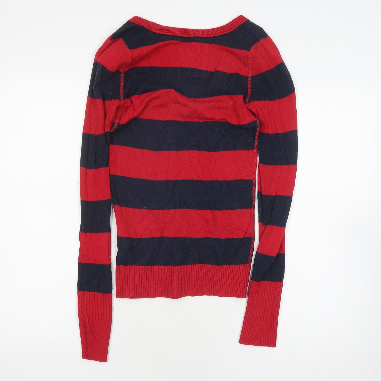 Hollister Women's Multicolour Striped V-Neck Jumper S