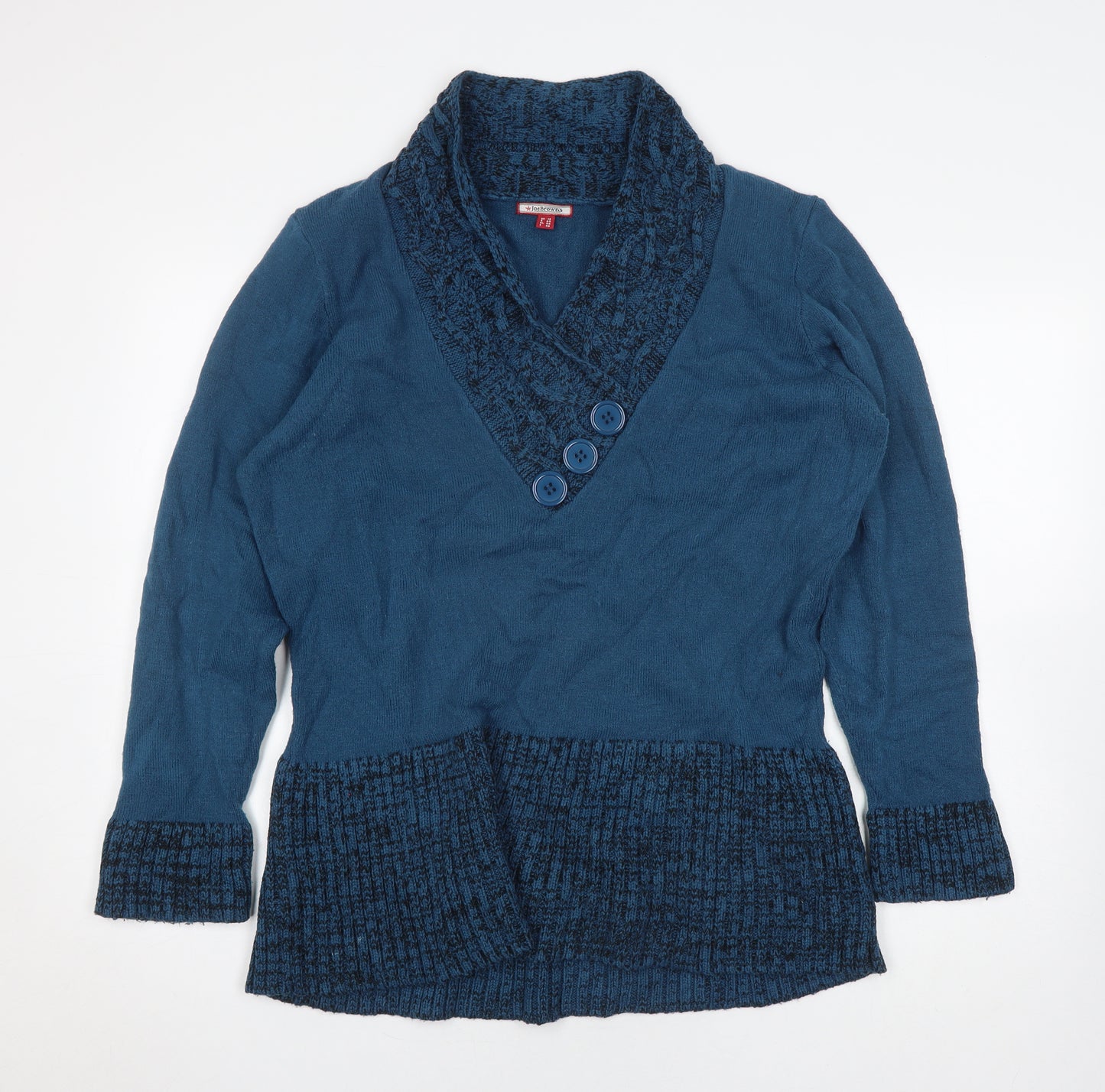 Joe Browns Women's Blue Chunky-Knit Wrap Jumper Size 18