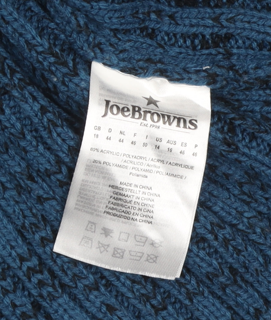 Joe Browns Women's Blue Chunky-Knit Wrap Jumper Size 18