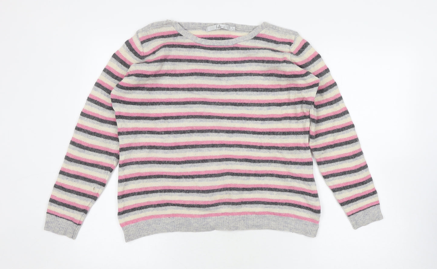 Isle Women’s Multicoloured Striped Wool Pullover Jumper L