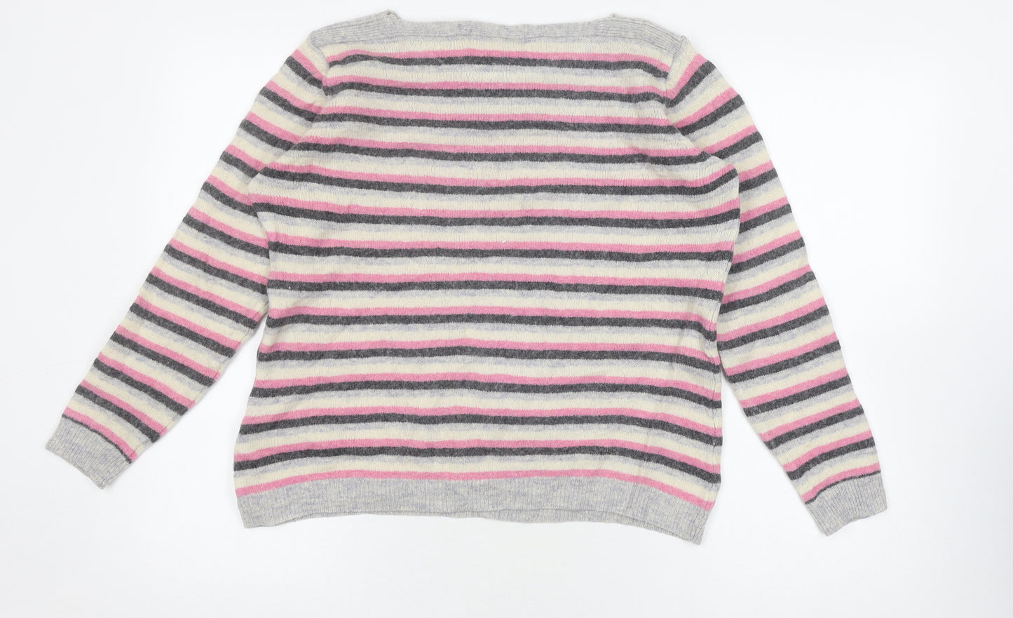 Isle Women’s Multicoloured Striped Wool Pullover Jumper L