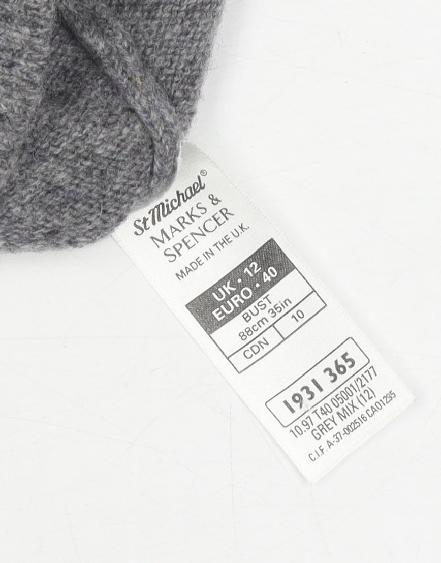 Marks and Spencer Womens Grey Roll Neck Jumper Size 12