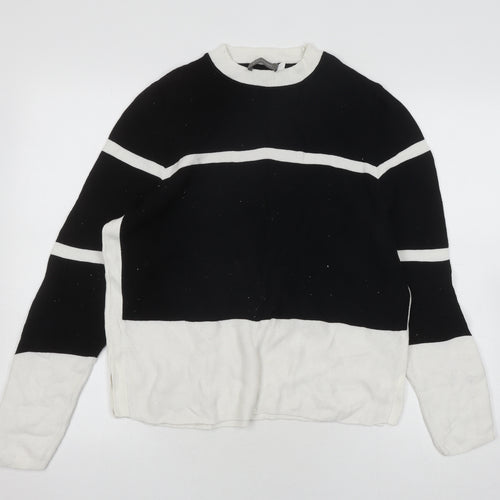 Mint Velvet Women's Black White Striped Cotton Pullover Jumper - L