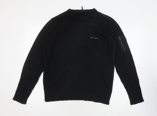 Teddy Smith Men's Black Cotton Pullover Jumper - Size S