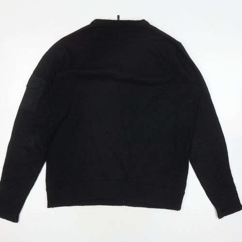 Teddy Smith Men's Black Cotton Pullover Jumper - Size S