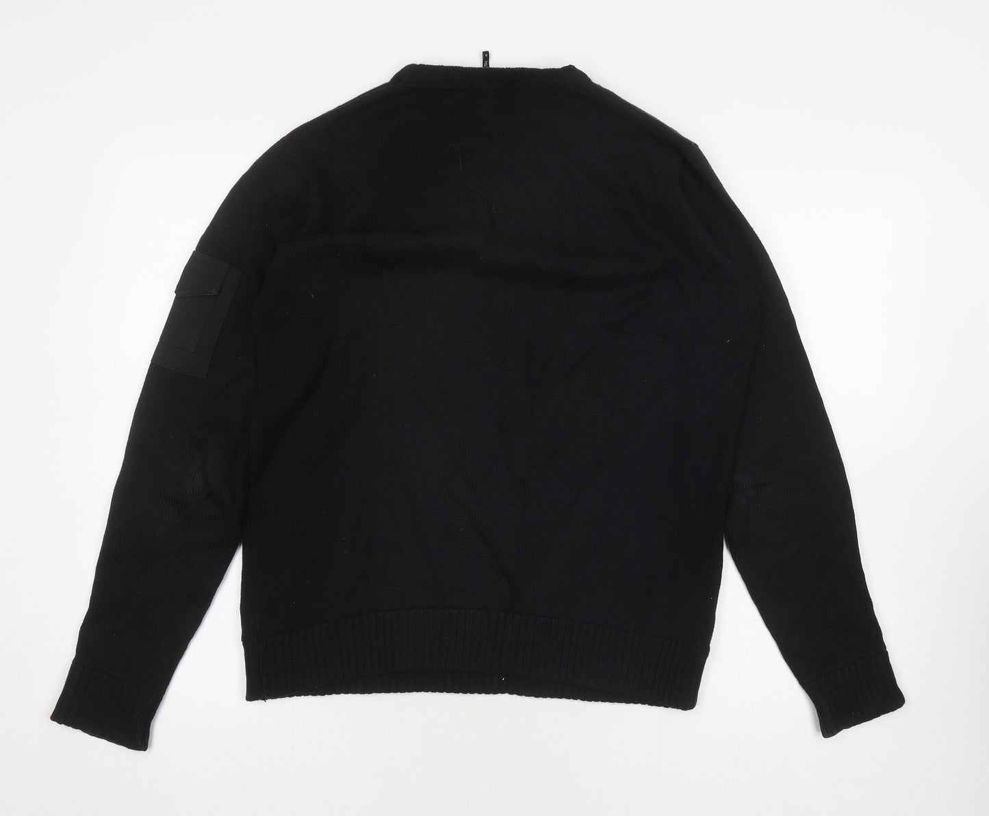 Teddy Smith Men's Black Cotton Pullover Jumper - Size S