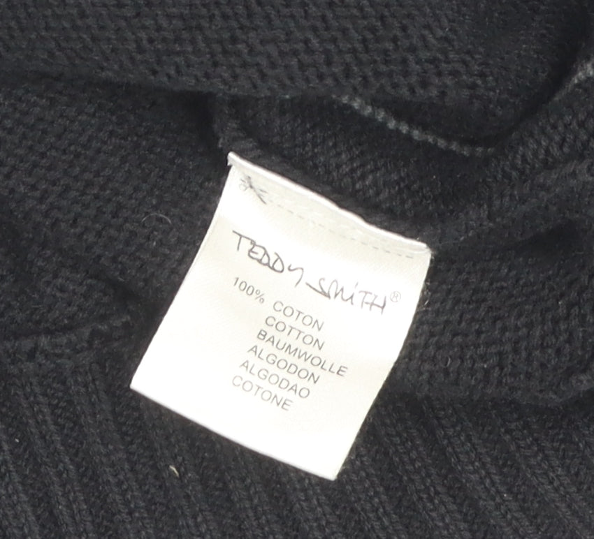 Teddy Smith Men's Black Cotton Pullover Jumper - Size S