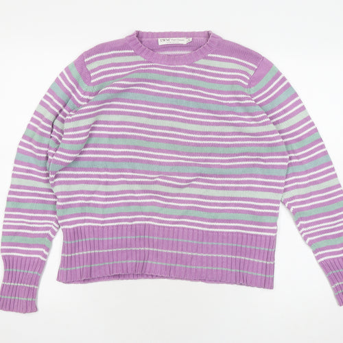 EWM Women's Purple Striped Pullover Jumper, Size 14