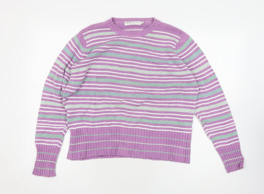 EWM Women's Purple Striped Pullover Jumper, Size 14