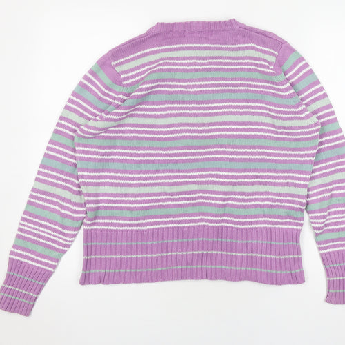 EWM Women's Purple Striped Pullover Jumper, Size 14