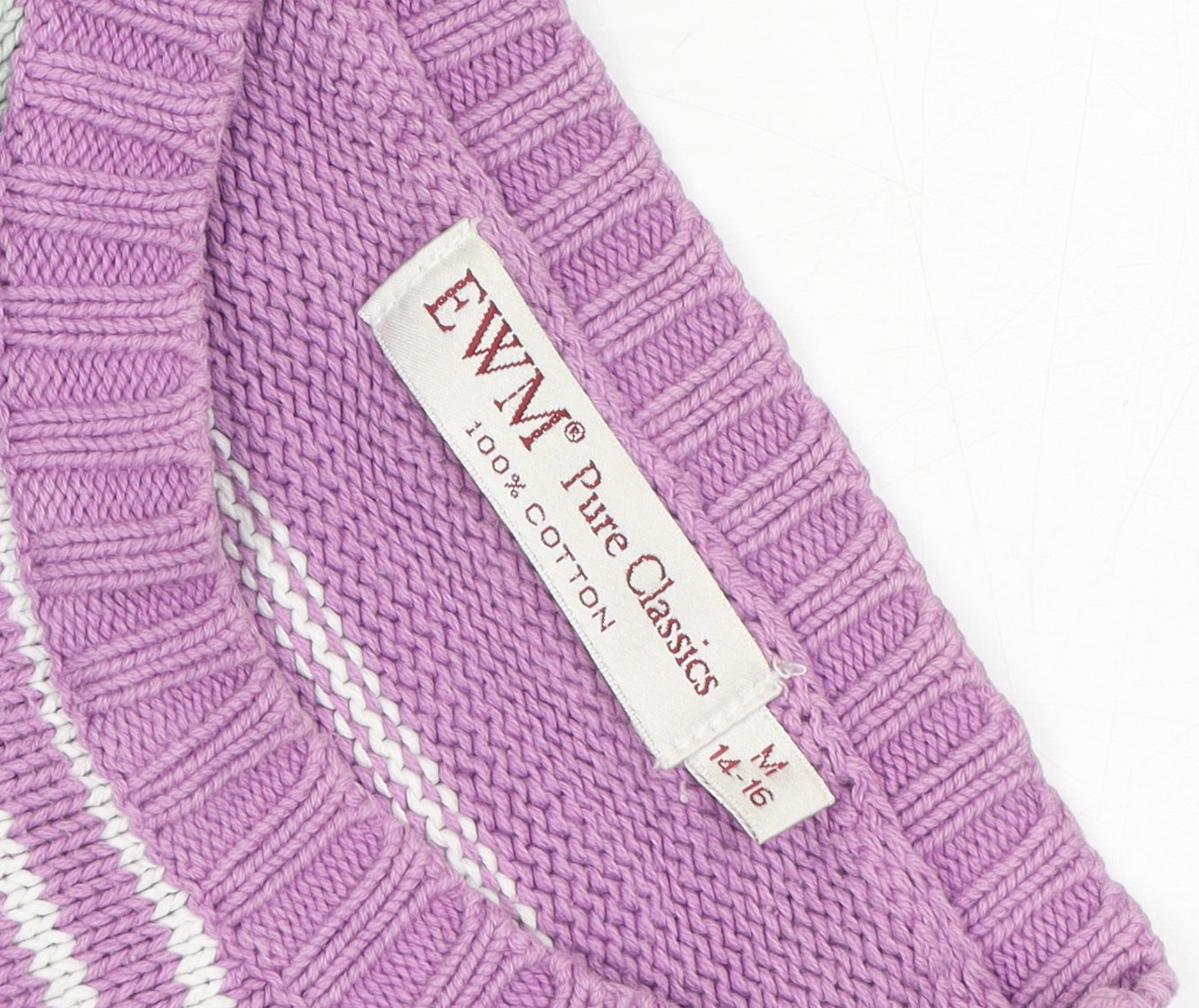 EWM Women's Purple Striped Pullover Jumper, Size 14