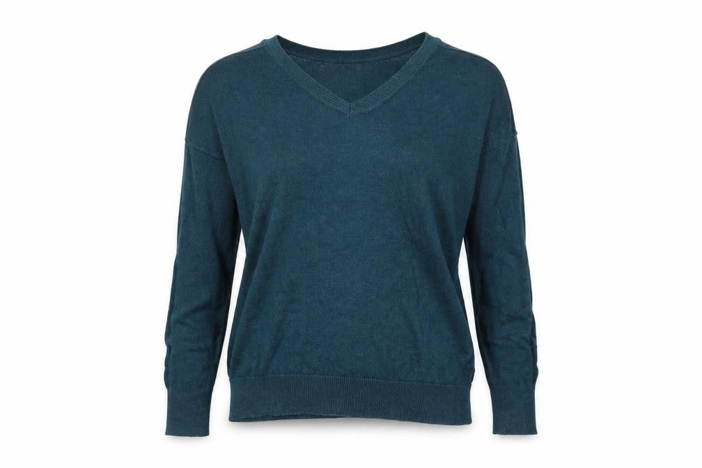 Gap Women's Blue V-Neck Cotton Pullover Jumper M