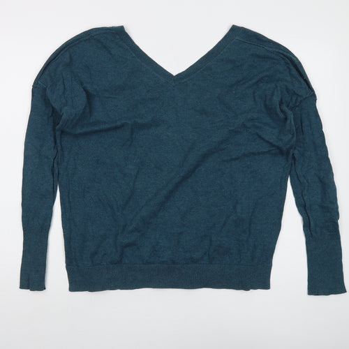 Gap Women's Blue V-Neck Cotton Pullover Jumper M