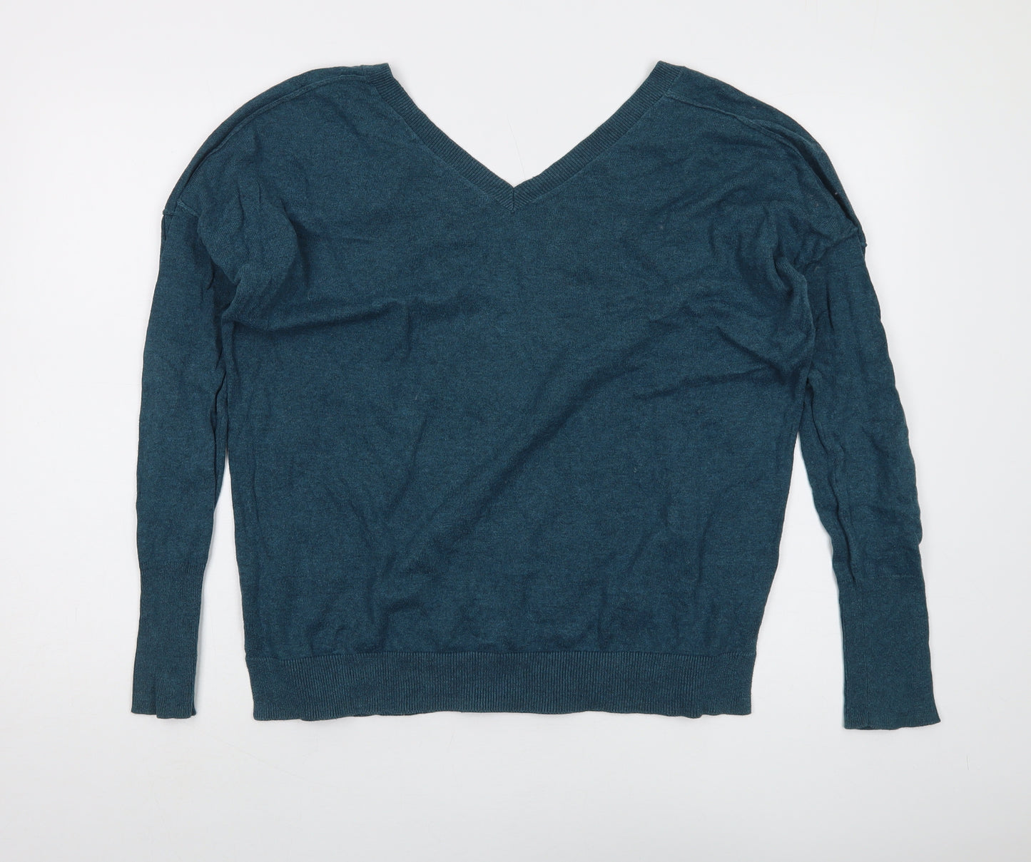 Gap Women's Blue V-Neck Cotton Pullover Jumper M