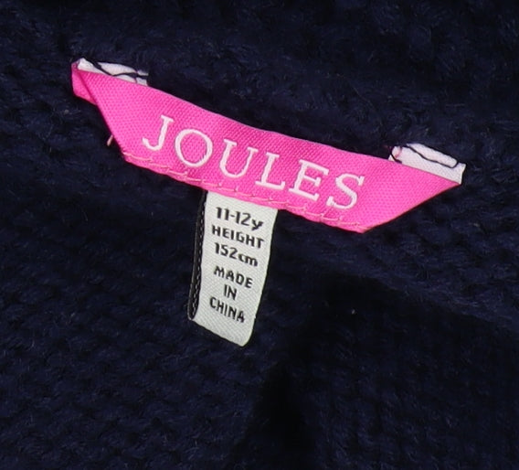 Joules Girls Blue Knit Cape - 11-12 Years Heavyweight