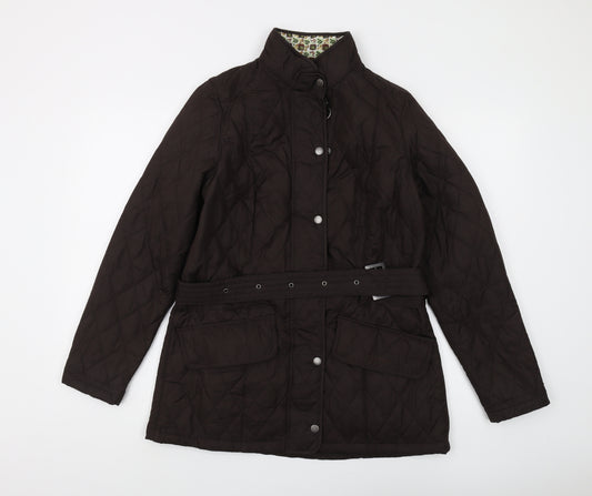 Barbour Women's Brown Quilted Belted Jacket Size 12