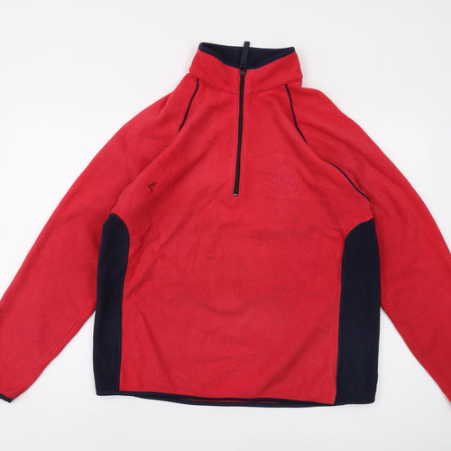 Cotton Traders Men's Red M 1/4 Zip Fleece Sweatshirt