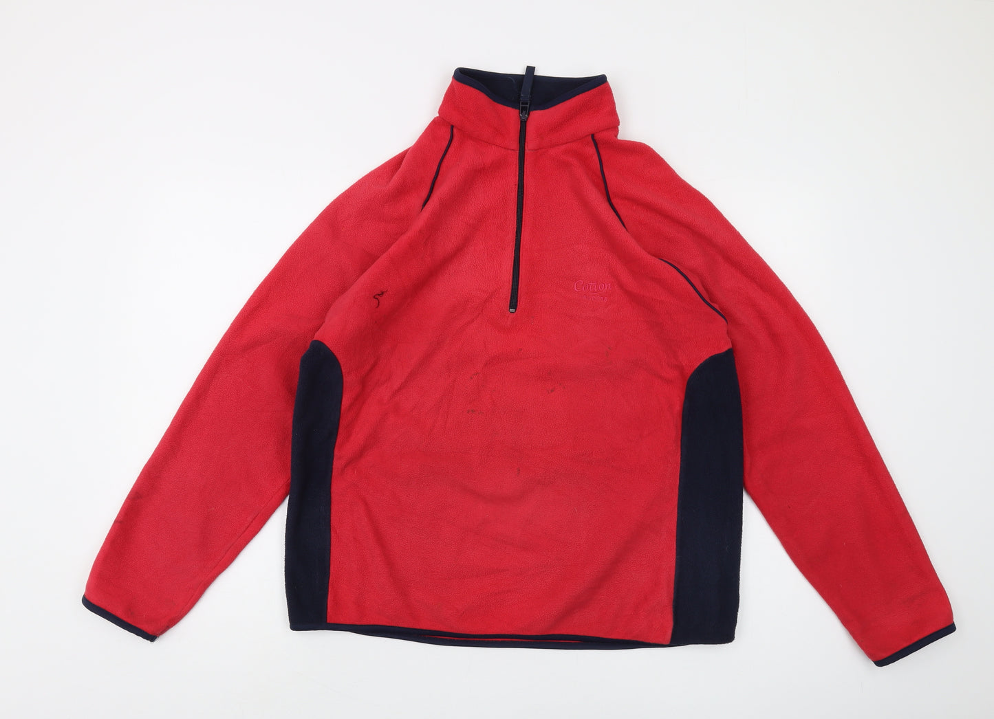 Cotton Traders Men's Red M 1/4 Zip Fleece Sweatshirt