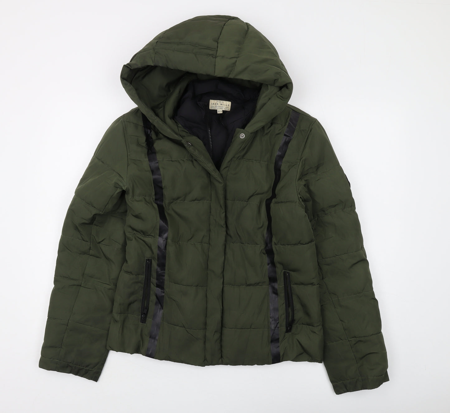 Jack Wills Women's Green Puffer Jacket UK 10