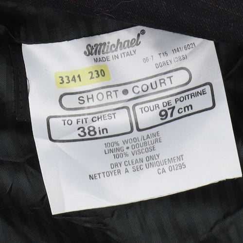St Michael Men's Black Blazer 38 Short Notch Lapel