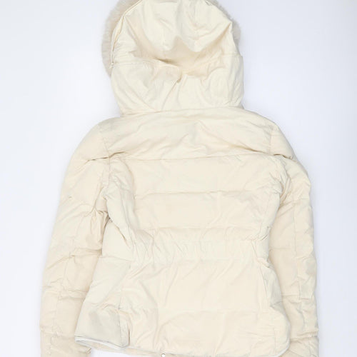 Zara Basic Women's Ivory Puffer Jacket with Hood