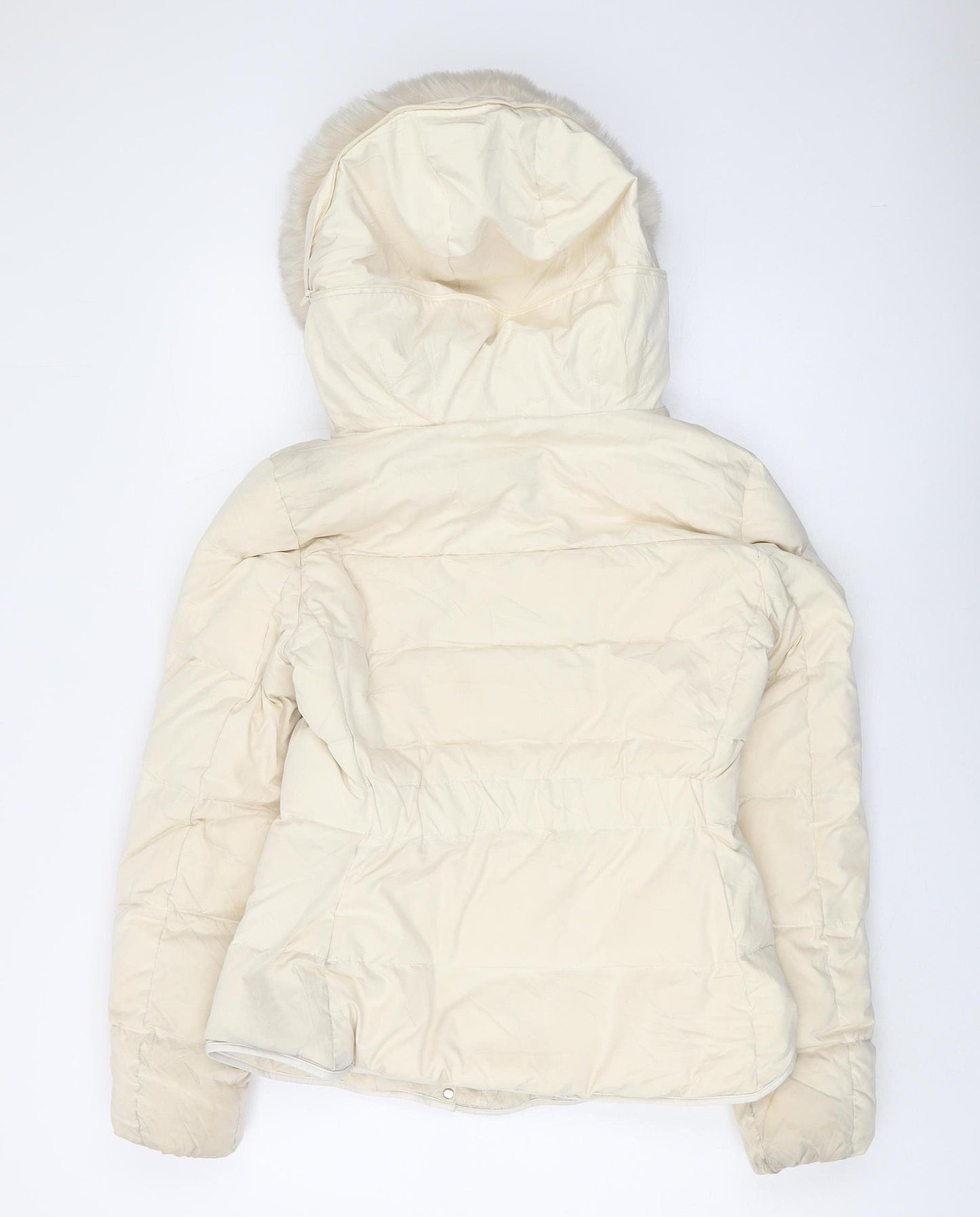 Zara Basic Women's Ivory Puffer Jacket with Hood