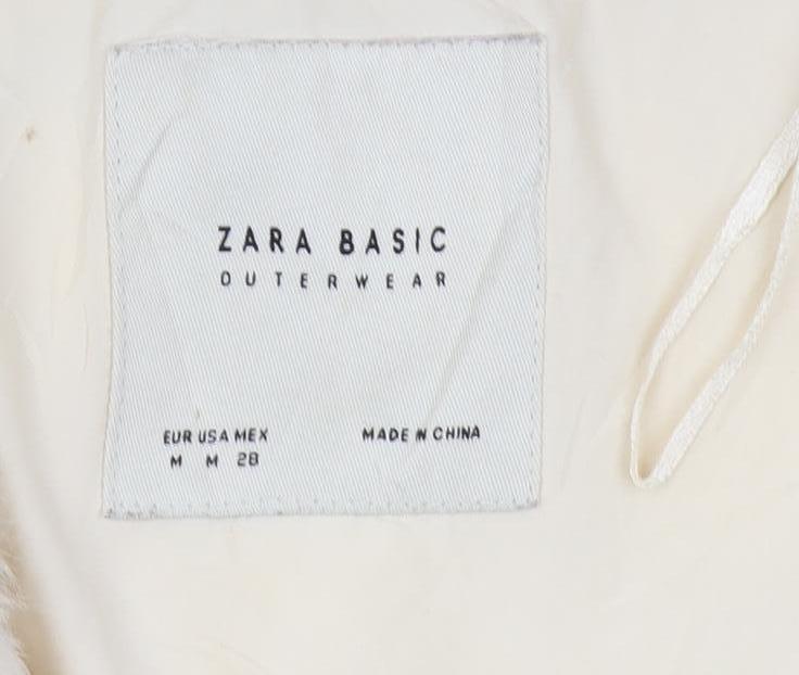 Zara Basic Women's Ivory Puffer Jacket with Hood