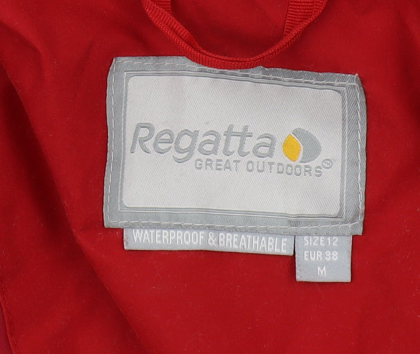 Regatta Women's Red Rain Coat Size 12 - Waterproof Hooded