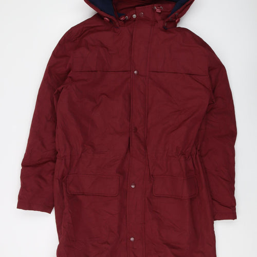 Collon Women's Red Parka Coat M - Hooded, Pockets, Long Sleeve